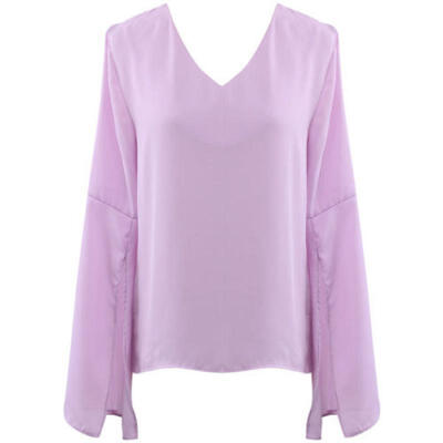 

Stylish Womens Long Sleeve Loose Solid Color Blouse Casual Top Holiday T-Shirt