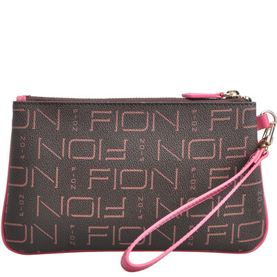 

Fion FION handbags ladies pvc casual fashion printing hand bag long section zipper hand bag FPLLPBRNPIK15SH01 pink brown