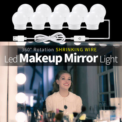 

LED Makeup Lamp Wall Light 10 Bulbs Kit For Dressing Table Stepless Dimmable Hollywood Vanity Mirror Light 12W