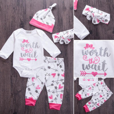 

3pcs Newborn Kid Baby Girl Arrow Clothes Jumpsuit Romper Bodysuit Pants Outfits