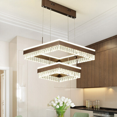 

Baycheer HL487624 Exclusive Brushed Aluminum Warm Light LED Squared Chandelier with Clear Crytsal