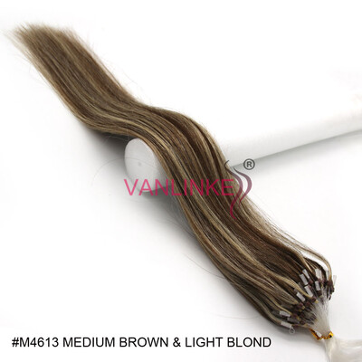 

Micro Ring Beads Easy Loop Tip Womens Human Hair Extensions Straight Mixed Color 100s 16-26"