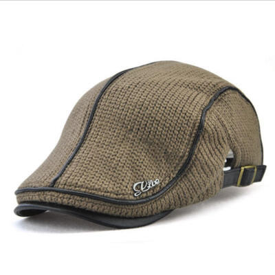 

CA Winter Hat Men Warm Thick Plush Cotton Autumn Knit Cap Casual Vintage Beret