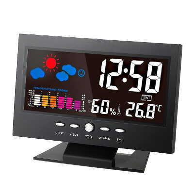 

°C°F Multifunctional Indoor Colorful LCD Digital Temperature Humidity Meter Clock Thermometer Hygrometer Calendar Temperature Tre