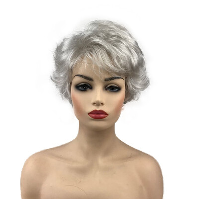 

StrongBeauty Short Gray Wavy Synthetic Ladies Wigs Natural Looking Wigs