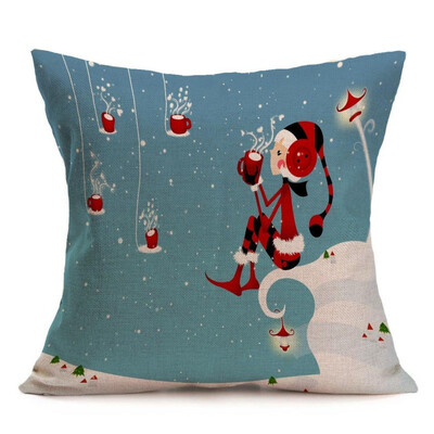 

UpperX Vintage Christmas Cartoon Smowman Penguin Sofa Bed Home Decoration Festival Pillow Case Cushion Cover little girl