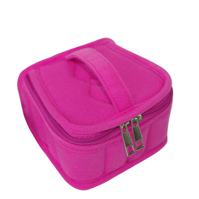 

Fashion Portable Travel Storage Bag Essential Oils Carrying Case Protecting Bag Zipper Closure 16 Bottles Design Velvet Bag