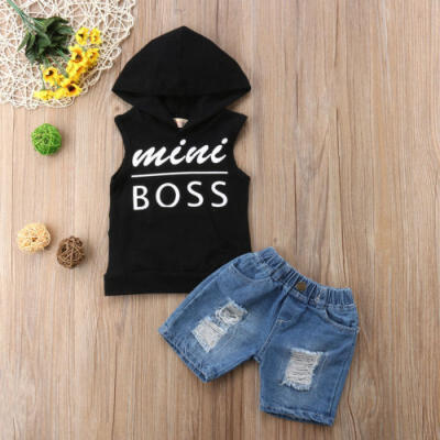 

Newborn Baby Boy Denim Top Tee T-shirt Short Pants Sleeveless Outfit Set Clothes