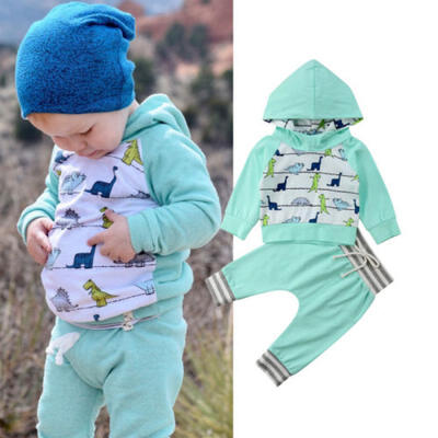 

Newborn Baby Kids Boys Long Sleeve Hooded Tops T-shirts Pants Outfits Clothes