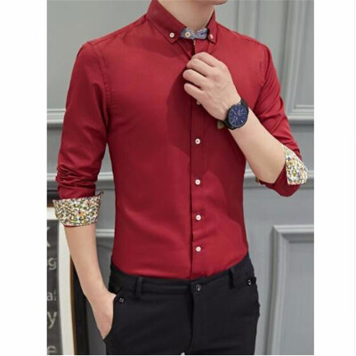 

2018 Autumn New Mens Shirt brand luxury mens casual long-sleeved short-sleeved dress shirt lapel floral shirt mens clothing