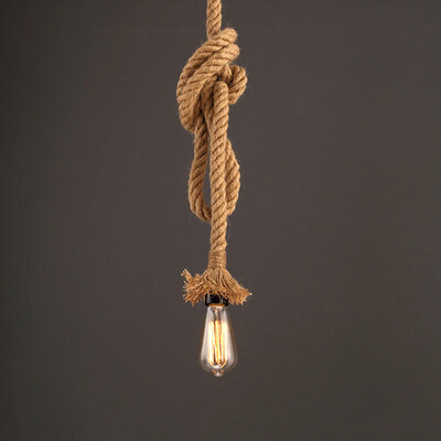 

JUEJA American Industrial Retro Rope Pendant Light for Bedroom Restaurants Coffee Bar Lamp
