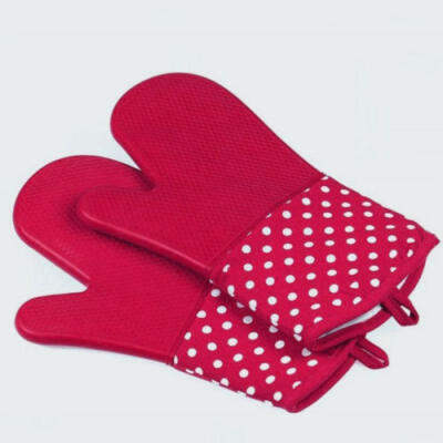 

Silicone BBQ Gloves Pair Kitchen Oven Mitts Non Stick Pot Heat Proof Resistant