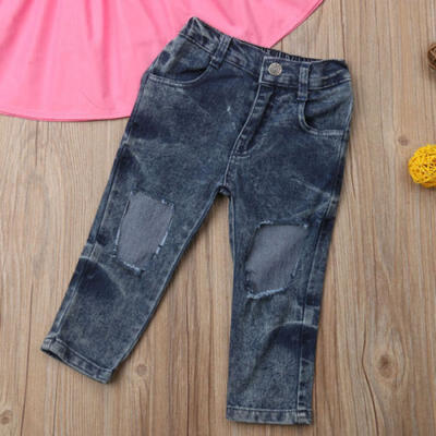 

UK Toddler Kids Baby Girls Off Shoulder Vest Tops T-shirt Pants Outfit Clothes