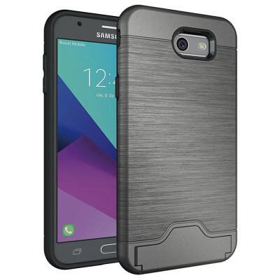 

Fivice Samsung J7 2017 Case TPU all-inclusive anti-drop brushed card with bracket mobile phone case
