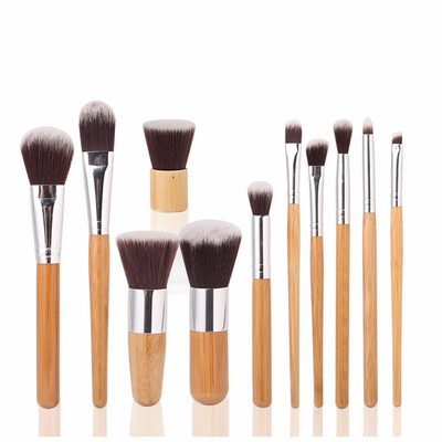 

11pcsset Pro Makeup Brushes Bamboo Handle Cosmetic Blushes Foundation Powder Bronzer Kabuki Eyeliner Brush Tool Kit