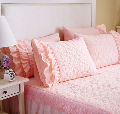

2-Pieces Heart Shaped Quilted Pillowcase Flouncing Rectangle Bed Pillow Case Pillow Cover Pillow Sham
