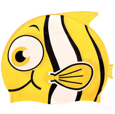 

MyMei Summer Kids Children Cartoon Waterproof Silicone Swimming Caps Fish Shark Hat