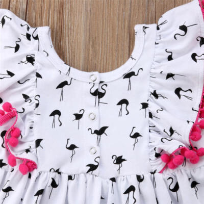 

Newborn Kid Baby Girls Flamingo Floral Party Pageant Gown Dress Sundress Clothes