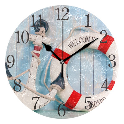 

Wall Clock Arabic Numerals Design Anchor And Life Buoy Round