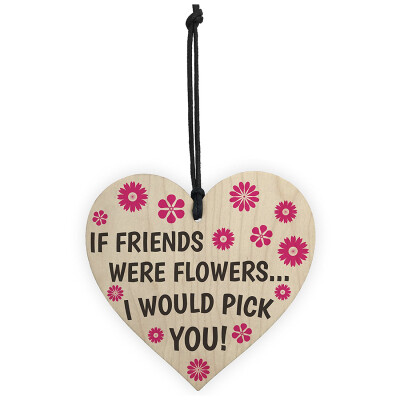 

UpperX If Friends Were Flowers ID Pick You Wooden Hanging Heart Plaque Friendship Gift