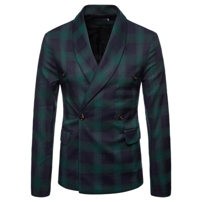 

AOWOFS new mens suit fashion dark plaid mens suit mens gentleman suit jacket 9636