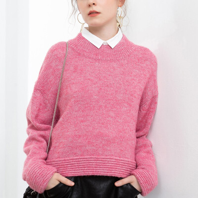 

Canvaus Winter Sweater Women 2018 Casual Loose O-Neck Long Sleeve Split Fork Knitted Pullover Sweaters CF8123D