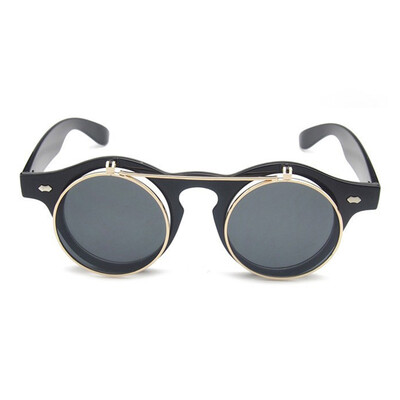 

CXSHOWE Мода Стимпанк Unisex Оттенки Солнцезащитные очки лето Стиль Vintage стекла Зеркало Мира Круглые солнцезащитные очки черный 4 цвета