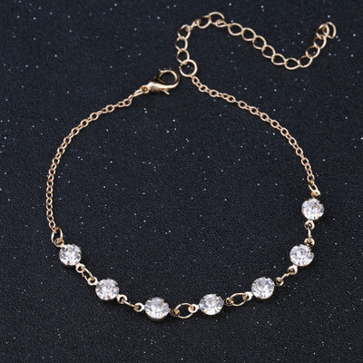 

Jewelry Gift Fashion Crystal Anklets for Women Gold Silver Color Boho Anklet Strap Bracelet on The Leg Foot Bracelets Bohemian