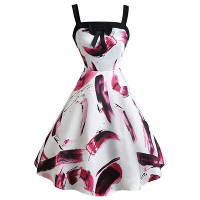 

Scrawl Feather Bowknot Vintage Dress