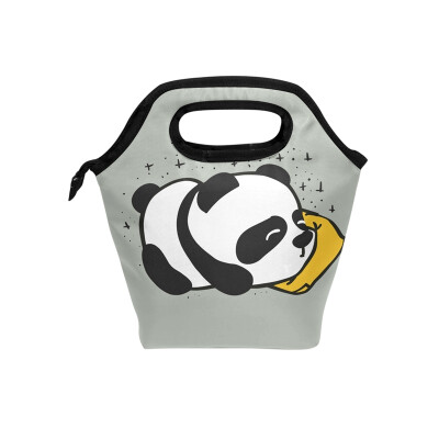 

Lunch Tote Bag Leisurely Panda Travel Picnic Insulated Lunch Handbags Portable Zipper Lunch Bag Box