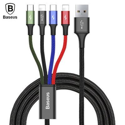 

Fast 4-in-1 Charging Cable Type-C Micro USB Dual 8 Pin 12M Only One Cable Can Meet Your Charging Needs for Various Devices