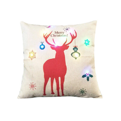 

18 18 inches 45 45cm Linen Colorful LED Light Merry Christmas Cushion Cover Decorative Sofa Car Throw Pillow Case Pillowcase
