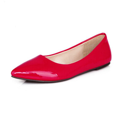 

IDIFU Womens Comfy Pointed Toe Low Cut Wide Width Slip on Flats Pumps Shoes