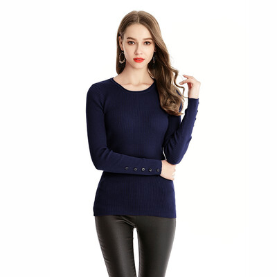 

PREISEI New Autumn Women Knitted Shirt Solid Slim Thin Casual Simple Round Collar Long Sleeve Knitwear Sweater Undershirt