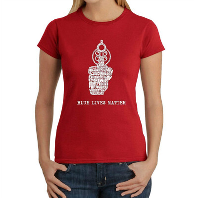 

Womens Word Art T-Shirt - Blue Lives Matter- LA Pop Art