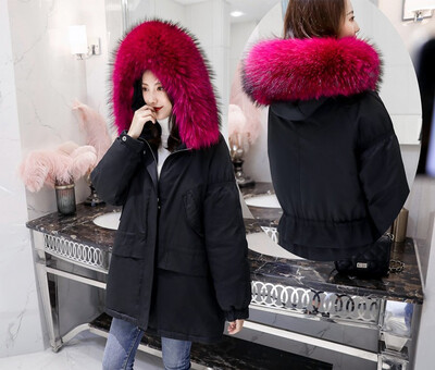 

Snow in autumn&winter down jacket female raccoon big fur collar thick in the long coat