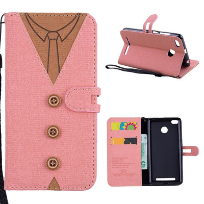 

MOONCASE Millet red rice 3S stitching embossed mens leather case - powder