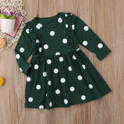 

Toddler Baby Girl Dress Long Sleeve Polka Dot Party Pageant Tutu Dress Clothes