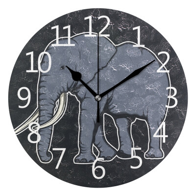 

Wall Clock Elephant With Black Background Round Wall Clock Arabic Numerals Design