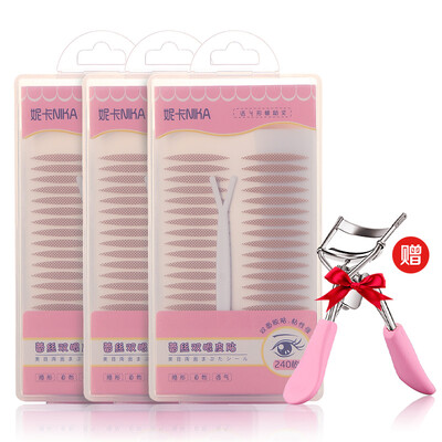 

Nika Nika bud silky invisible double eyelid stickers 720 stickers mesh  narrow eyeliner stickers eye patch with push bar to send eyelash curler
