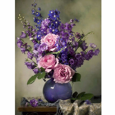 

diy Diamond embroidery decoration 5d diamond painting cross stitch flowers vase Mosaic rhinestone pasted pattern gift