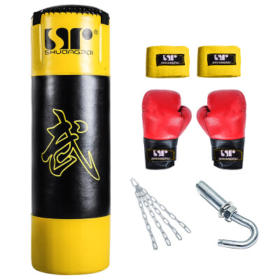 

Double card hanging solid boxing Sanda Muay Thai training sandbags Wushu fighting sandbags fitness equipment PU leather solid 150cm