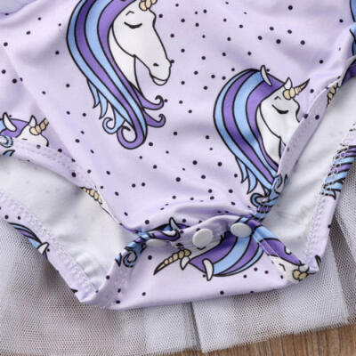 

Infant Toddler Baby Girl Unicorn Romper Dress Mesh Skirts Outfit Jumpsuit Summer