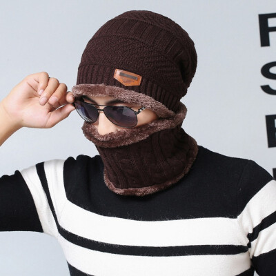 

Autumn&winter add fleece cover hat men knitting hat neck two sets of winter ear protector parent-child wool hat