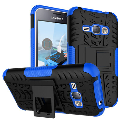 

Fivice Samsung J1 2016 Case TPU anti-fall tire pattern back clip bracket phone case