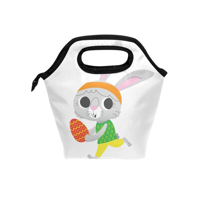 

Lunch Bag Happy Easter 4 Tote Travel Picnic Insulated Handbags Portable Zipper Lunch Bag Box