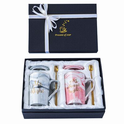 

Mr&Mrs Coffee Mugs Gift for Bridal Shower Engagement Wedding&Married Couples Anniversary Ceramic Marble Cups 14 oz