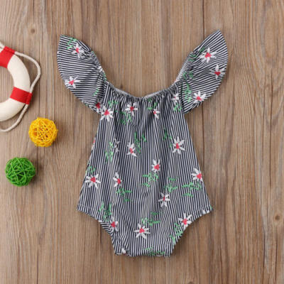 

UK Stock Newborn Baby Girls Off Shoulder Romper Bodysuit Jumpsuit Clothes Outfit