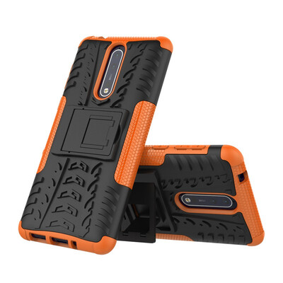 

Fivice Nokia 8 Case TPU anti-fall tire pattern back clip bracket phone case