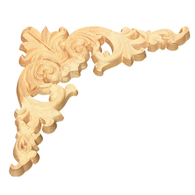 

UpperX Unpainted Wood Oak Carved Corner Onlay Applique Furniture Home Decor 125X125Cm